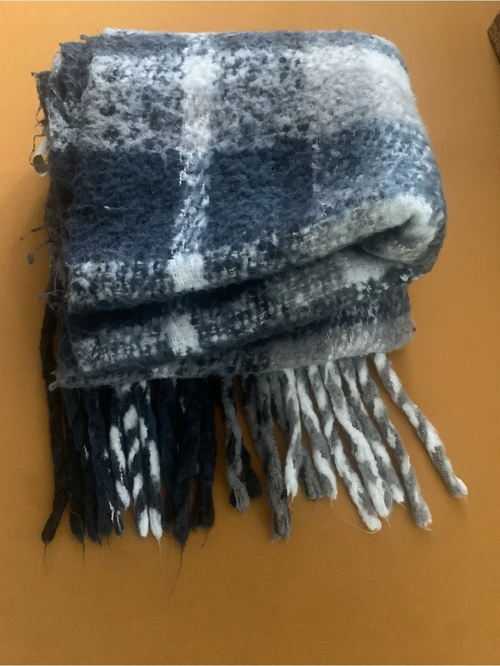 Arianna  By Howard’s Plaid Fringe  Scarf /Throw Blanket - Black & Gray -